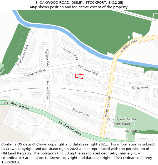 3, OAKWOOD ROAD, DISLEY, STOCKPORT, SK12 2EJ: Location map and indicative extent of plot