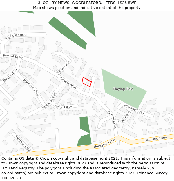 3, OGILBY MEWS, WOODLESFORD, LEEDS, LS26 8WF: Location map and indicative extent of plot