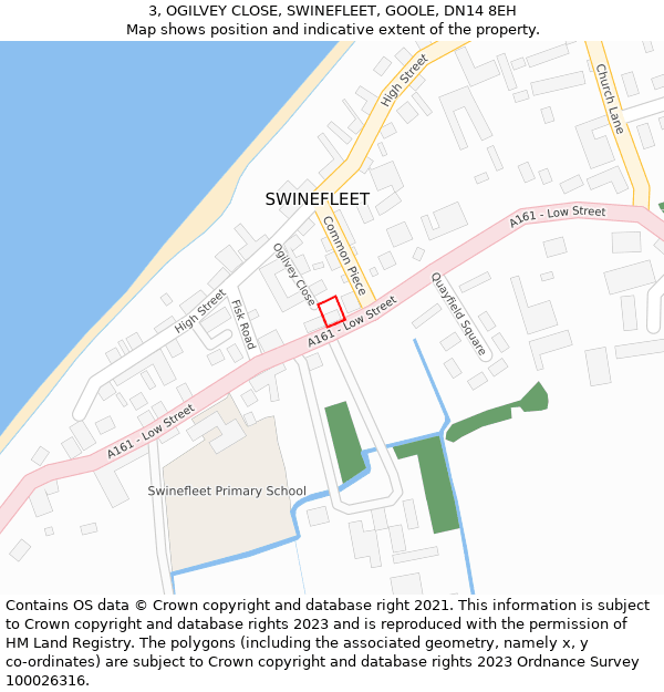 3, OGILVEY CLOSE, SWINEFLEET, GOOLE, DN14 8EH: Location map and indicative extent of plot