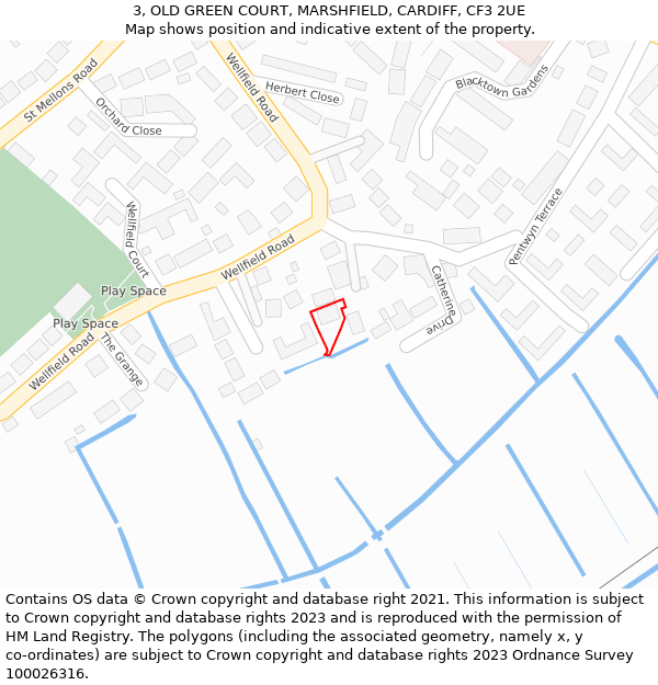 3, OLD GREEN COURT, MARSHFIELD, CARDIFF, CF3 2UE: Location map and indicative extent of plot