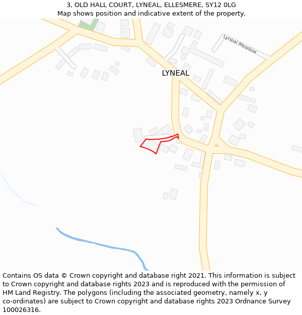 3, OLD HALL COURT, LYNEAL, ELLESMERE, SY12 0LG: Location map and indicative extent of plot