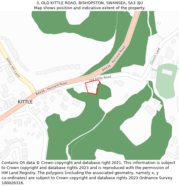 3, OLD KITTLE ROAD, BISHOPSTON, SWANSEA, SA3 3JU: Location map and indicative extent of plot