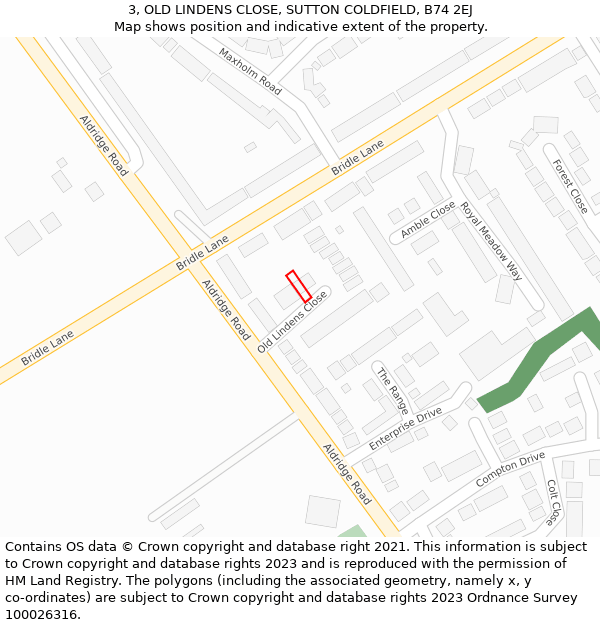 3, OLD LINDENS CLOSE, SUTTON COLDFIELD, B74 2EJ: Location map and indicative extent of plot