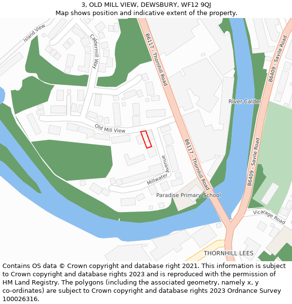 3, OLD MILL VIEW, DEWSBURY, WF12 9QJ: Location map and indicative extent of plot