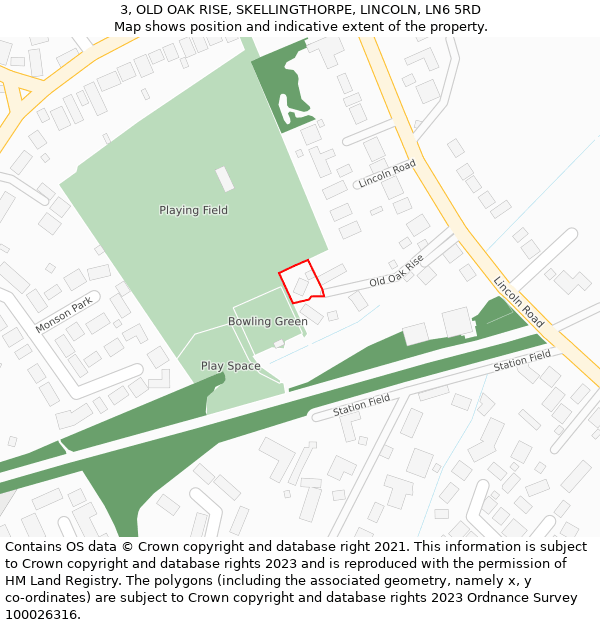3, OLD OAK RISE, SKELLINGTHORPE, LINCOLN, LN6 5RD: Location map and indicative extent of plot