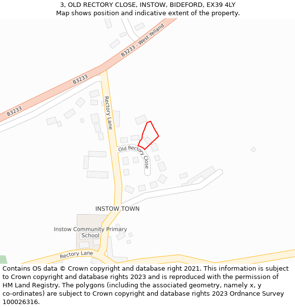 3, OLD RECTORY CLOSE, INSTOW, BIDEFORD, EX39 4LY: Location map and indicative extent of plot