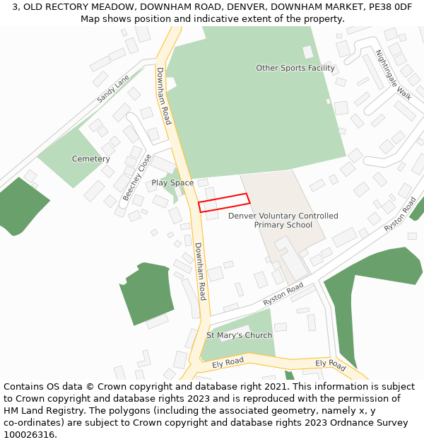 3, OLD RECTORY MEADOW, DOWNHAM ROAD, DENVER, DOWNHAM MARKET, PE38 0DF: Location map and indicative extent of plot