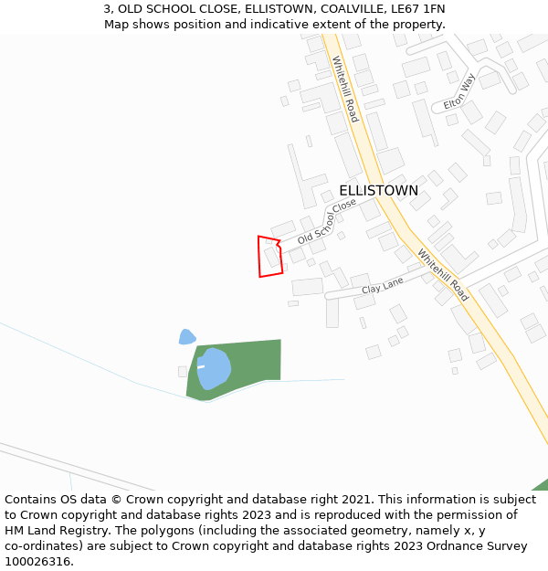3, OLD SCHOOL CLOSE, ELLISTOWN, COALVILLE, LE67 1FN: Location map and indicative extent of plot