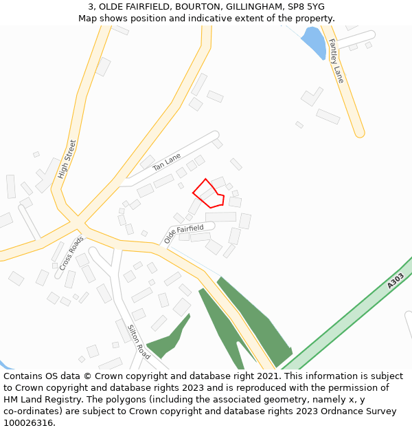 3, OLDE FAIRFIELD, BOURTON, GILLINGHAM, SP8 5YG: Location map and indicative extent of plot