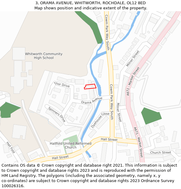 3, ORAMA AVENUE, WHITWORTH, ROCHDALE, OL12 8ED: Location map and indicative extent of plot