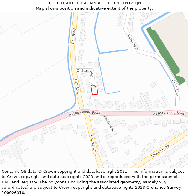 3, ORCHARD CLOSE, MABLETHORPE, LN12 1JN: Location map and indicative extent of plot