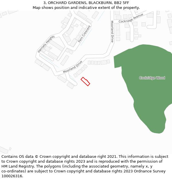 3, ORCHARD GARDENS, BLACKBURN, BB2 5FF: Location map and indicative extent of plot