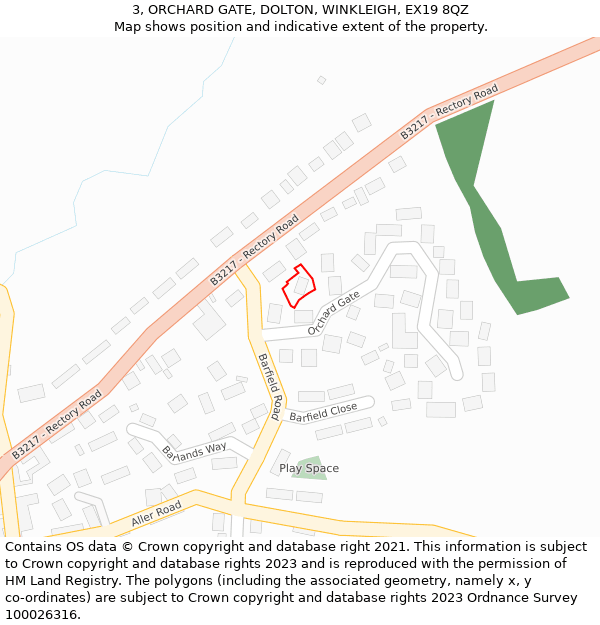 3, ORCHARD GATE, DOLTON, WINKLEIGH, EX19 8QZ: Location map and indicative extent of plot