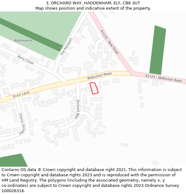 3, ORCHARD WAY, HADDENHAM, ELY, CB6 3UT: Location map and indicative extent of plot