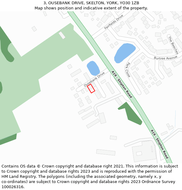 3, OUSEBANK DRIVE, SKELTON, YORK, YO30 1ZB: Location map and indicative extent of plot