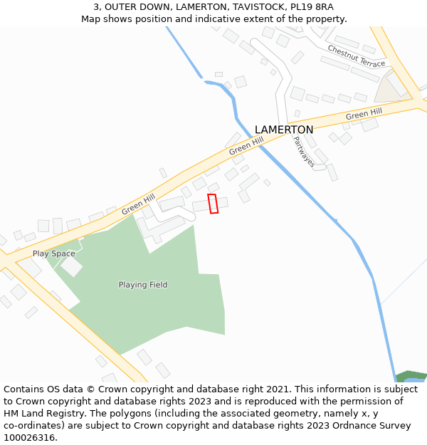 3, OUTER DOWN, LAMERTON, TAVISTOCK, PL19 8RA: Location map and indicative extent of plot