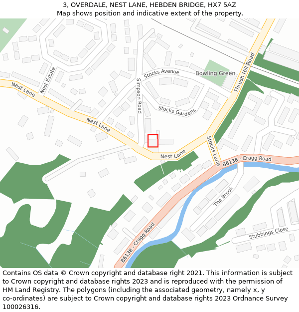 3, OVERDALE, NEST LANE, HEBDEN BRIDGE, HX7 5AZ: Location map and indicative extent of plot