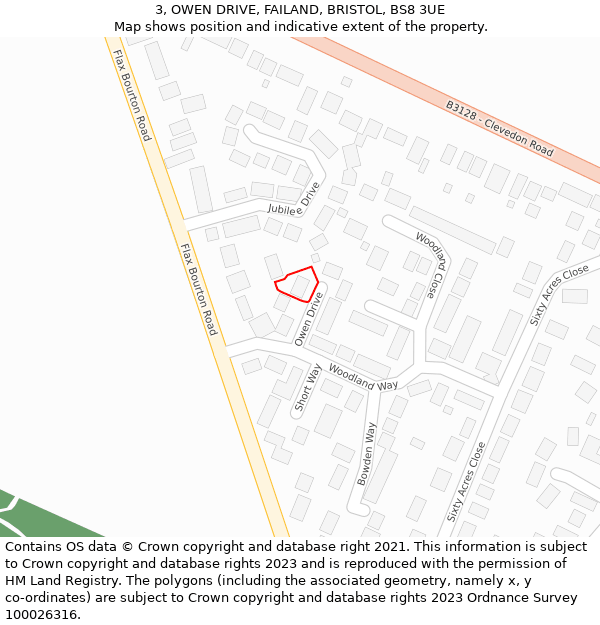 3, OWEN DRIVE, FAILAND, BRISTOL, BS8 3UE: Location map and indicative extent of plot