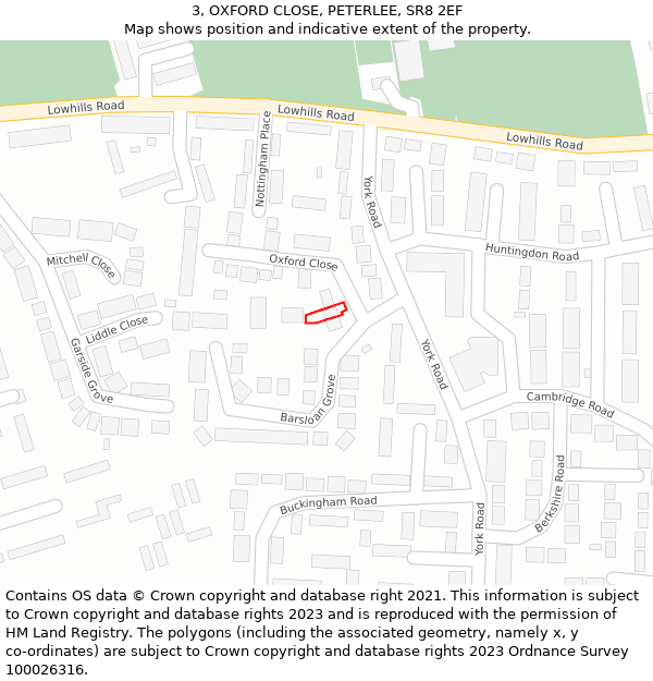 3, OXFORD CLOSE, PETERLEE, SR8 2EF: Location map and indicative extent of plot