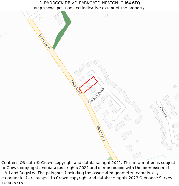 3, PADDOCK DRIVE, PARKGATE, NESTON, CH64 6TQ: Location map and indicative extent of plot