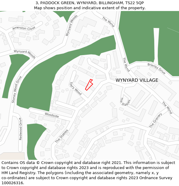 3, PADDOCK GREEN, WYNYARD, BILLINGHAM, TS22 5QP: Location map and indicative extent of plot