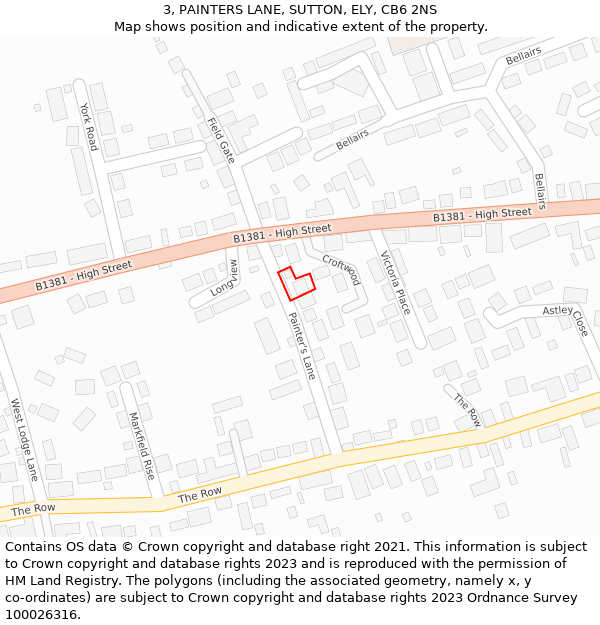 3, PAINTERS LANE, SUTTON, ELY, CB6 2NS: Location map and indicative extent of plot