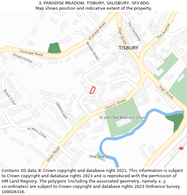 3, PARADISE MEADOW, TISBURY, SALISBURY, SP3 6DG: Location map and indicative extent of plot