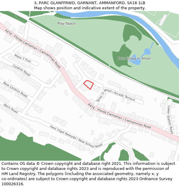 3, PARC GLANFFRWD, GARNANT, AMMANFORD, SA18 1LB: Location map and indicative extent of plot