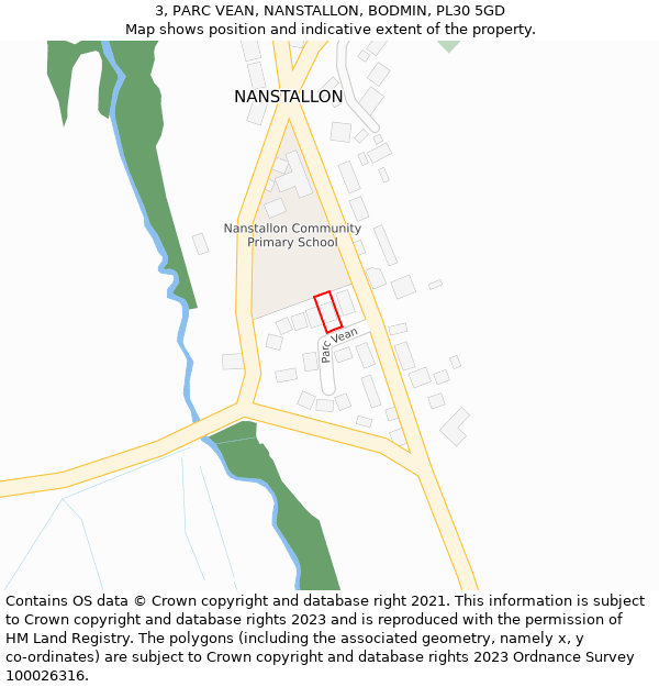 3, PARC VEAN, NANSTALLON, BODMIN, PL30 5GD: Location map and indicative extent of plot