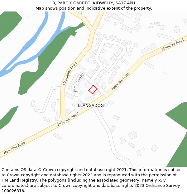 3, PARC Y GARREG, KIDWELLY, SA17 4PU: Location map and indicative extent of plot