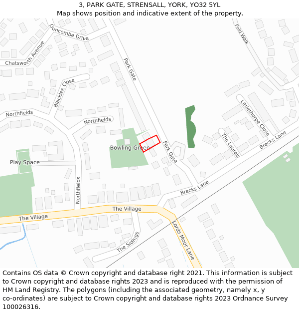 3, PARK GATE, STRENSALL, YORK, YO32 5YL: Location map and indicative extent of plot