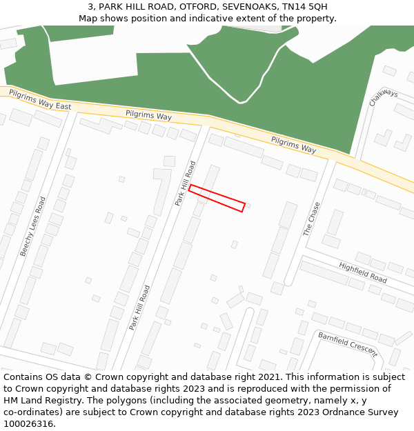 3, PARK HILL ROAD, OTFORD, SEVENOAKS, TN14 5QH: Location map and indicative extent of plot