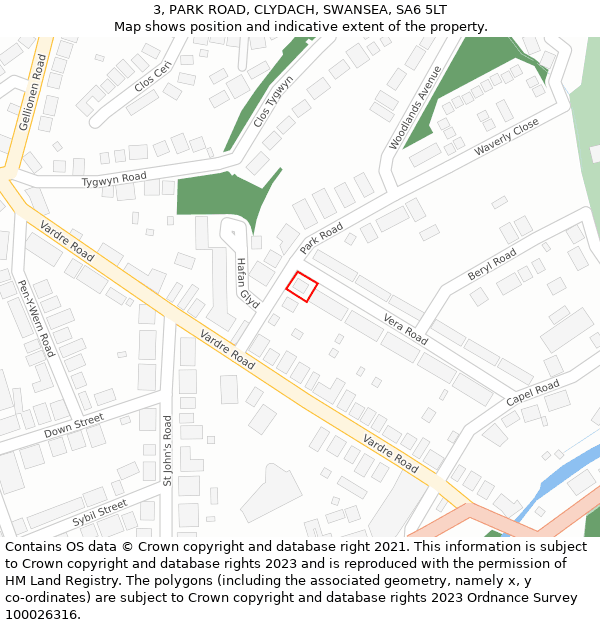 3, PARK ROAD, CLYDACH, SWANSEA, SA6 5LT: Location map and indicative extent of plot