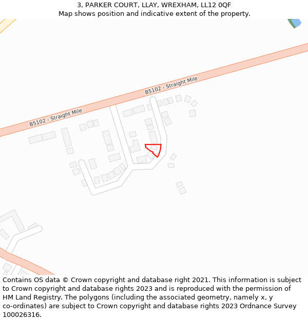 3, PARKER COURT, LLAY, WREXHAM, LL12 0QF: Location map and indicative extent of plot