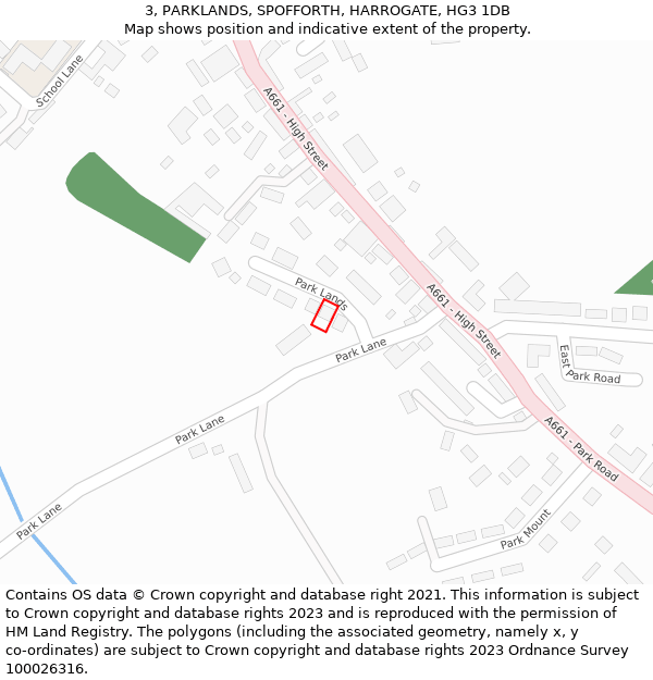 3, PARKLANDS, SPOFFORTH, HARROGATE, HG3 1DB: Location map and indicative extent of plot