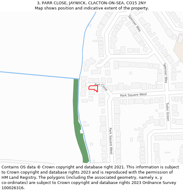 3, PARR CLOSE, JAYWICK, CLACTON-ON-SEA, CO15 2NY: Location map and indicative extent of plot