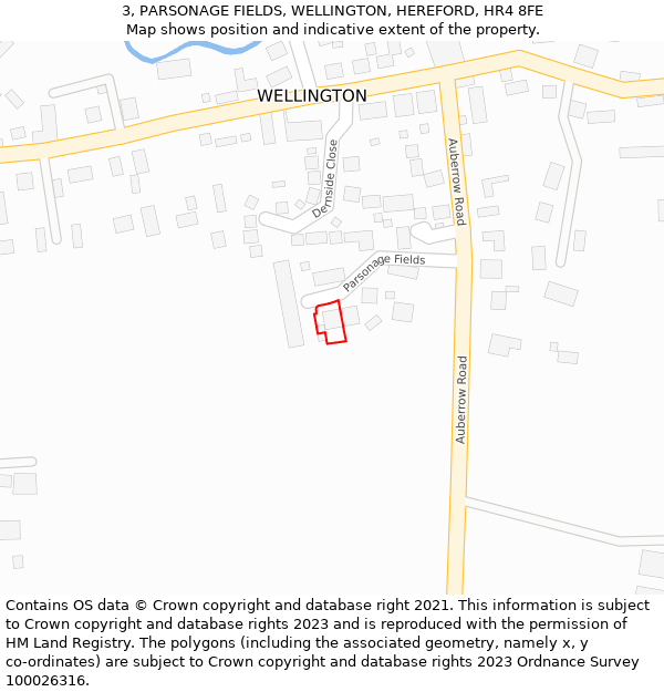 3, PARSONAGE FIELDS, WELLINGTON, HEREFORD, HR4 8FE: Location map and indicative extent of plot