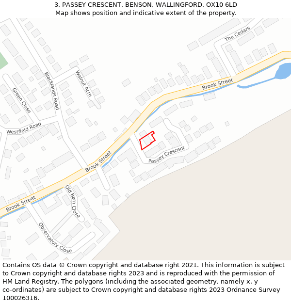 3, PASSEY CRESCENT, BENSON, WALLINGFORD, OX10 6LD: Location map and indicative extent of plot