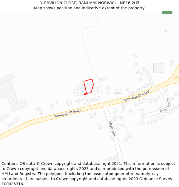 3, PAVILION CLOSE, BANHAM, NORWICH, NR16 2HZ: Location map and indicative extent of plot