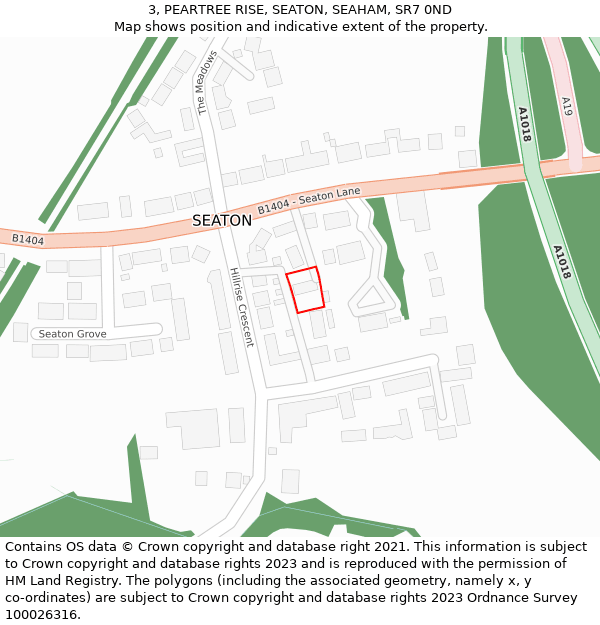 3, PEARTREE RISE, SEATON, SEAHAM, SR7 0ND: Location map and indicative extent of plot