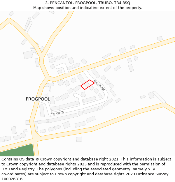 3, PENCANTOL, FROGPOOL, TRURO, TR4 8SQ: Location map and indicative extent of plot