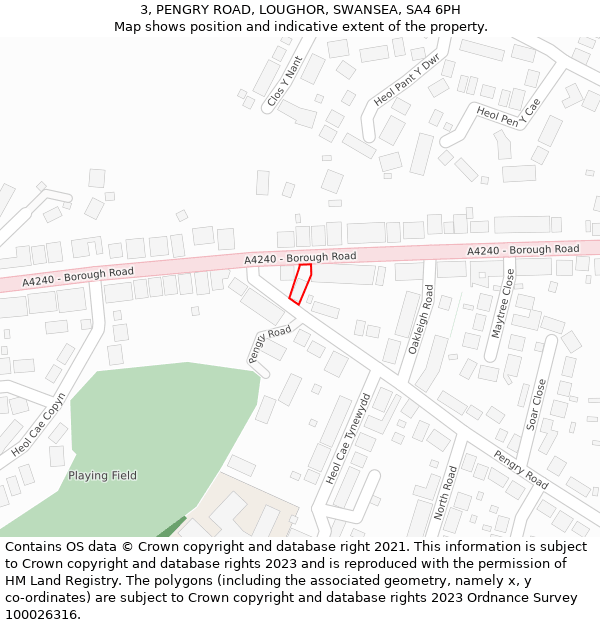 3, PENGRY ROAD, LOUGHOR, SWANSEA, SA4 6PH: Location map and indicative extent of plot