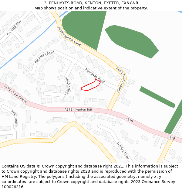 3, PENHAYES ROAD, KENTON, EXETER, EX6 8NR: Location map and indicative extent of plot