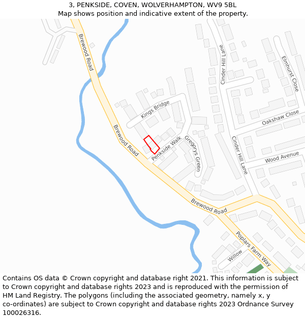 3, PENKSIDE, COVEN, WOLVERHAMPTON, WV9 5BL: Location map and indicative extent of plot