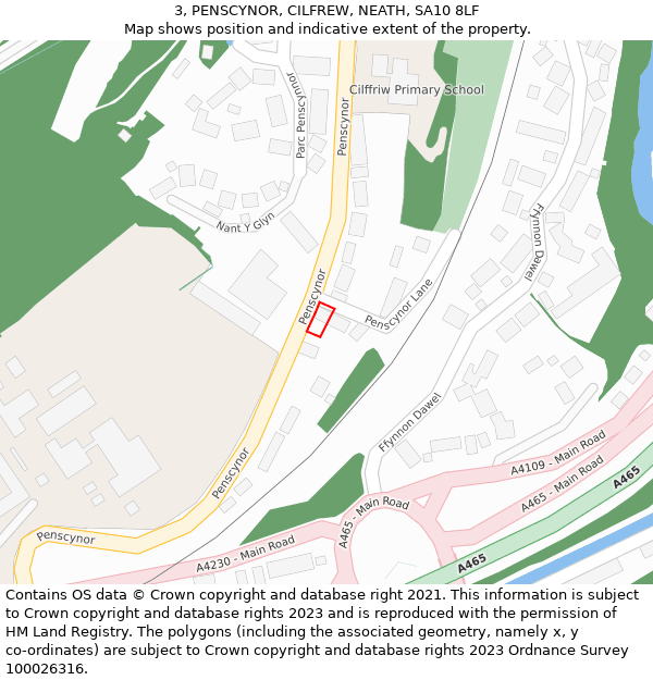 3, PENSCYNOR, CILFREW, NEATH, SA10 8LF: Location map and indicative extent of plot