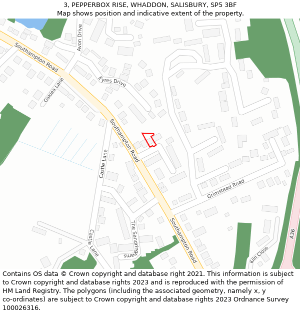 3, PEPPERBOX RISE, WHADDON, SALISBURY, SP5 3BF: Location map and indicative extent of plot