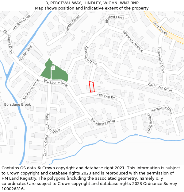 3, PERCEVAL WAY, HINDLEY, WIGAN, WN2 3NP: Location map and indicative extent of plot