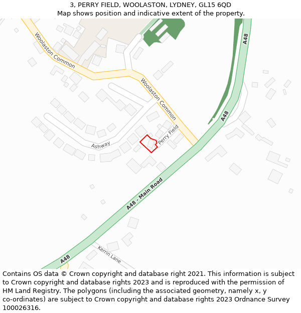 3, PERRY FIELD, WOOLASTON, LYDNEY, GL15 6QD: Location map and indicative extent of plot