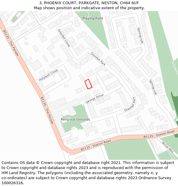 3, PHOENIX COURT, PARKGATE, NESTON, CH64 6UF: Location map and indicative extent of plot