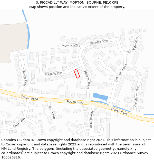 3, PICCADILLY WAY, MORTON, BOURNE, PE10 0PE: Location map and indicative extent of plot
